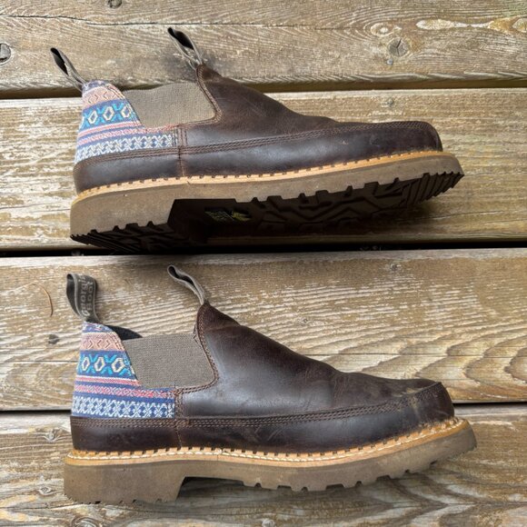 Georgia Boot Brown Leather and Blue Print Romeo Shoe GB00460 in Women's 10M - Picture 3 of 11